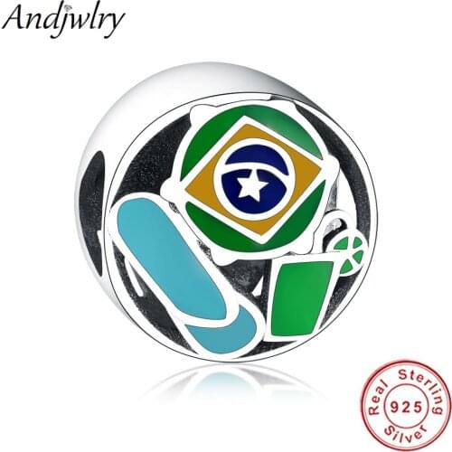 2018 Summer Collection Fit Origianl Charms Bracelet 925 Sterling Silver Bead Brazil Charm Enamel Sliver Jewelry Berloque