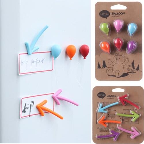 6PCS Creative Whiteboard Message Holder Fridge Magnet Arrow Balloon Succulent Bonsai Magnetic Stickers Home Decor Accessaries