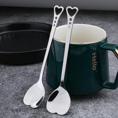 Spoon Heart Shape Polishing Surface Silver Mixing Coffee Spoon for Home