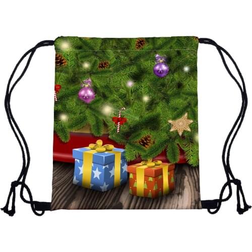 New Fashion Women Drawstring Backpack Cross-border Christmas shoulder Printing Travel Softback Women men Drawstring unisex Bags