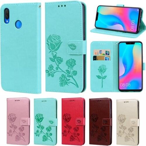 Nova 3 Fashion Rose Flower Leather Flip Case For Huawei Nova 3 Funds Mobile Phone Cover For Huawei Nova 3 Capa