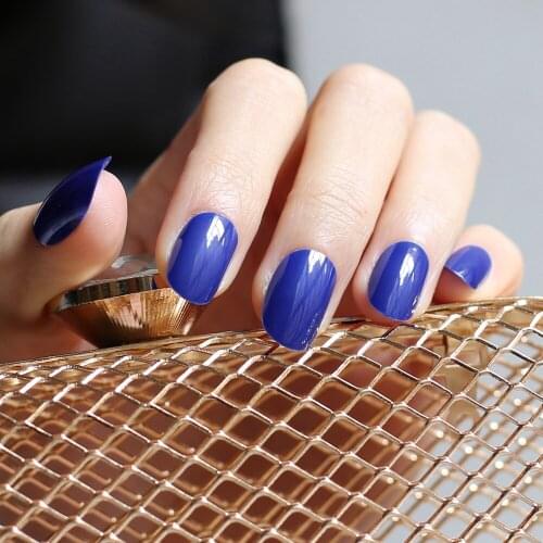 MqpQ new product sales false nails long oval head fake nail Blue sky Full set 24pcs