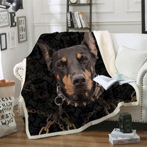 3D Pet Dog Collection Sherpa Blanket 3d Animal Pug Plush Throw Blanket Bulldog Husky Doberman Rottweiler Thin Quilt