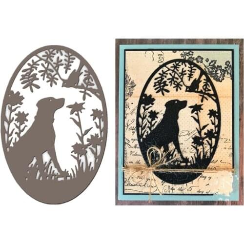 Oval Flower Dog Frame Metal Cutting Dies Stencils for DIY Scrapbooking Photo Album Decorative Embossing Card Crafts Die Cut 2019