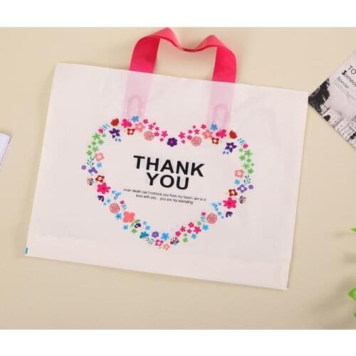 28*33cm " Thank You " Packing Bag with Handle, Plastic Transparent Shopping Bag for Jewelry Packing