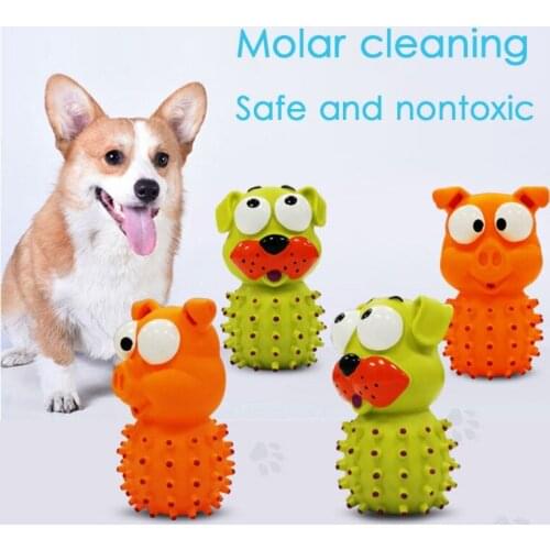 Squeaky Pet Dog Toys Animal Shape Pet Bite Resistant Chewing Toys For Puppy Small Dog Rubber Pet Molar Teeth Cleaning Toys