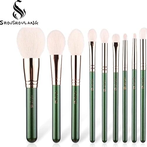 Shoushoulang Professional Handmade Make Up Brush Kit Soft Saibikoho Goat Hair Face Powder Blush Eye Shadow Makeup Brush Set