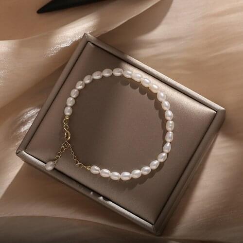 Simple Basic Pearl Bracelet 5-6mm Adjustable Bracelet Rice Shape Good Quality Real Freshwater Pearl Jewelry for Women