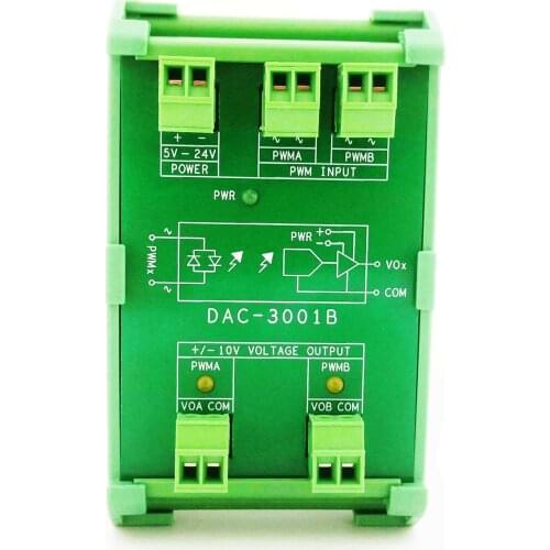 PWM to +/-10V Analog Voltage Converter 2-Channel for Industrial PLC CNC Arduino Spindle Servo Drive
