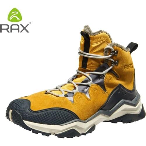 RAX Hiking Boots Men Women Waterproof Snow Boots Fleece Waterproof Trekking Shoes Warm Outdoor Sneakers Mountain Boots Men
