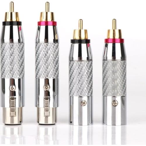 Carbon Fiber Balanced Male Female XLR Plug to RCA Plug Hi-Fi Plug Connector XLR 3 Pin Female to RCA male Audio Jack Adapter