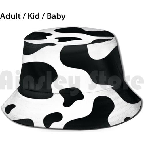 Cow Hide Spotted Fur Farm Animal Pattern Black White Sun Hat Foldable UV Protection Cow Cow Fur Cow Hide Cowhide