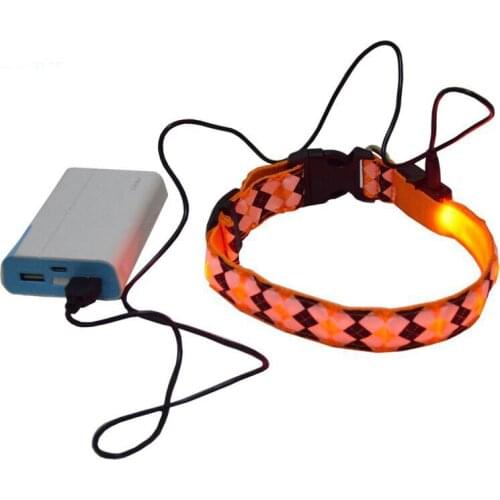 Diamond Shaped Luminous Collar Medium and Small Dog Pet Neck USB Charging Night Out Safety Square Style, Pet Collars-004