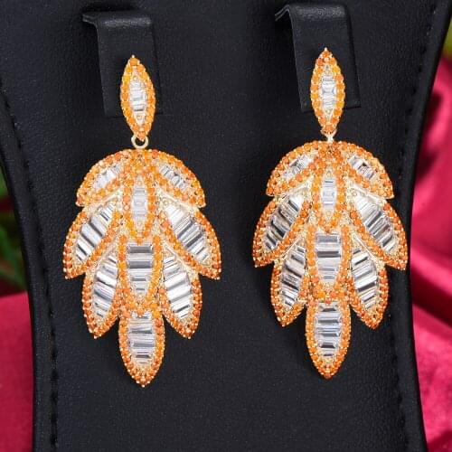 High Quality Luxury Romantic Pendant Earrings for Women Fine Bridal Wedding Party Occasion Shiny Cubic Zircon Jewelry luxury