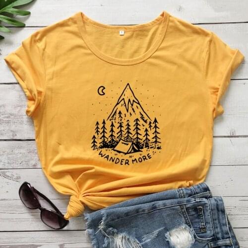 Wonder More T-shirt Aesthetic Summer Short Sleeve Travel Adventure Tshirt Vintage Women Mountains Camping Nature Top Tee