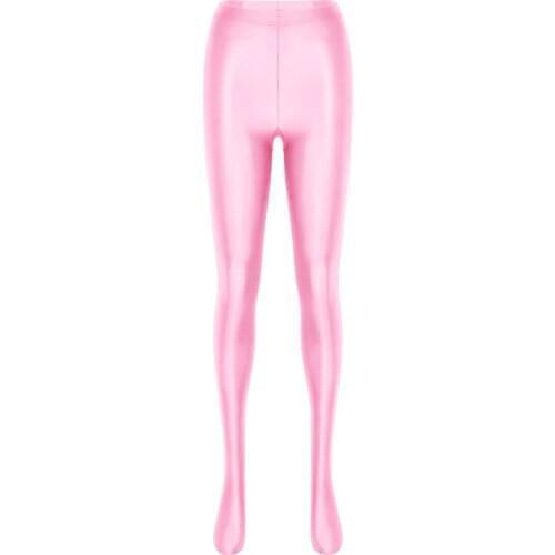 Womens Glossy Pantyhose Shiny High Waist Tights Stockings Gymnastics Training Yoga Pants Close-Fitting Sports Dancing Leggings