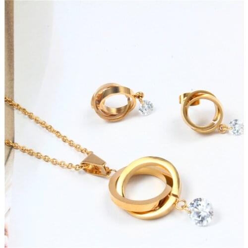 OUFEI Stainless Steel Fashio Bridal Jewelry Sets Jewellery Women Jewelry Set Dubai Jewelry Schmuck African jewellery Set Golden