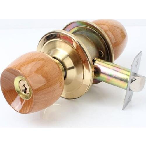 1 Set wood and metal internal door lock Round Ball Door Knobs Handle with key for bedroom living room bathroom hardware