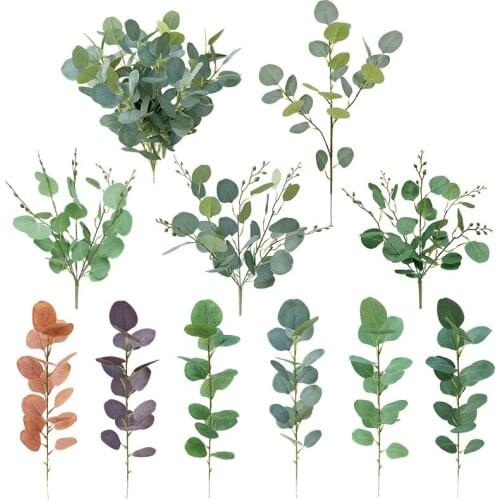 1pcs Artificial Plants Eucalyptus Leaves DIY Floral Bouquets Wedding Home Garden Decoration Fake Eucalyptus Green Grass Branches