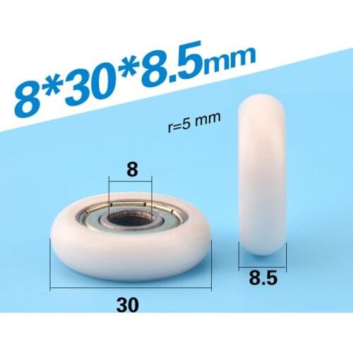 10PCS Free Shipping 608zz bearing coated POM cashbox roller shutter 8mm*30mm*8.5mm shower glass door wheel