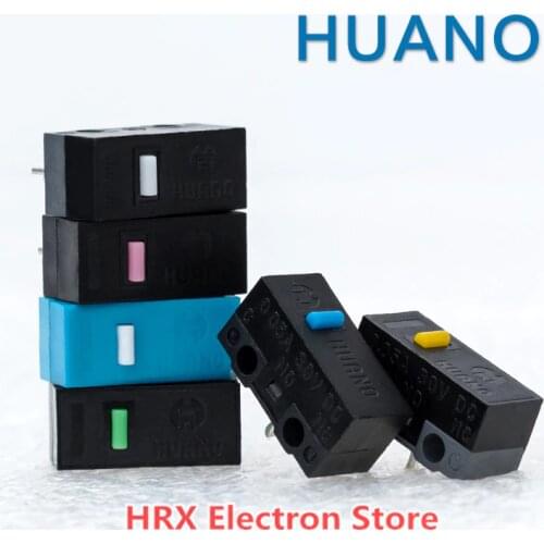 10PCS/LOT HUANO Mouse Micro Switch Button Silver Contact (Blue Shell / Blue / Pink / Yellow / Green / White) 6 Colors