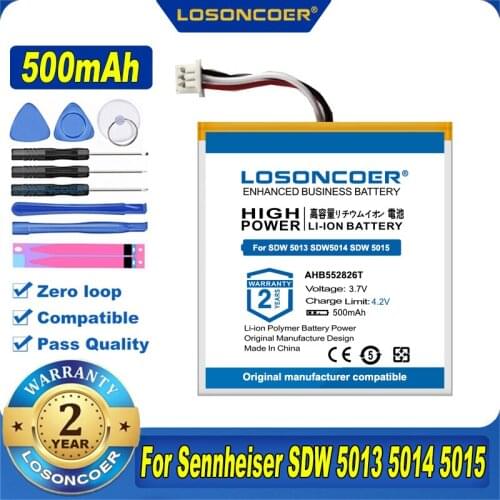100% Original LOSONCOER NEW AHB552826T 500mAh Battery For Sennheiser SDW 5013,5014,5015,5016 Headset Batteries