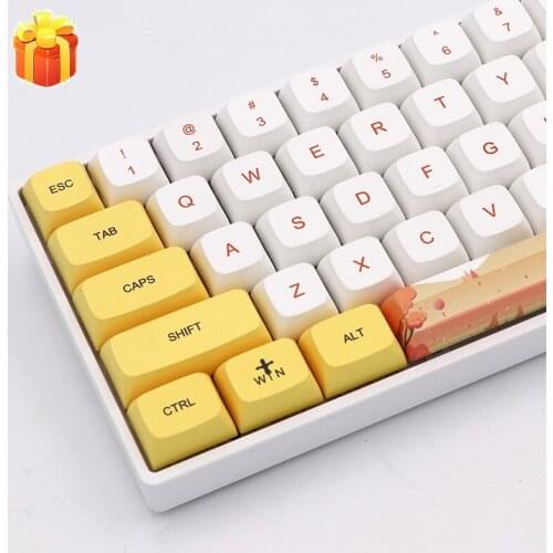 129 Key Autumn Rhyme Yelow White Ethermal PBT Dye Sublimation Keycaps for Mechanical Keyboard