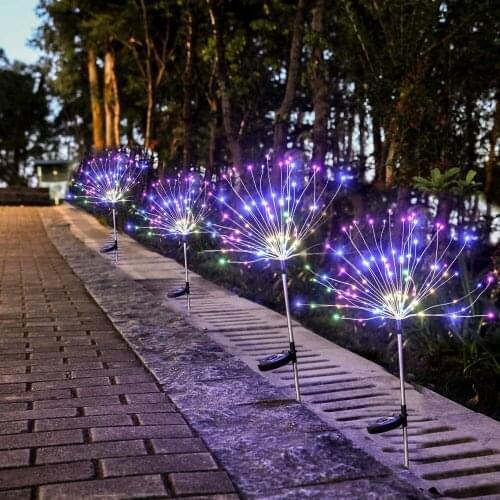 3pcs Outdoor Garden Decorative Solar Lights 90 120 150 LED Solar Firework Landscape Light for Patio,Backyard, Lawn Decoration