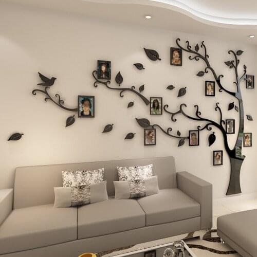 3D Acrylic Tree Photo Frame Wall Stickers Crystal Mirror Stickers Paste On TV Background Wall DIY Family Photo Frame Wall Decor