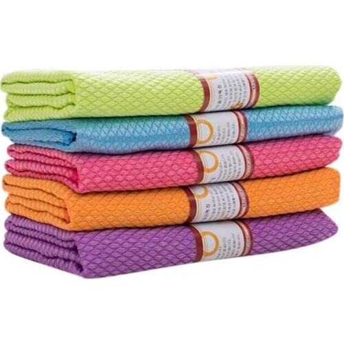 5 PCS Quick Dry Lint Free Cleaning Cloth Fish Scale Microfiber Cleaning Rags for House, Kitchen, Car, Window 16x20 Inch