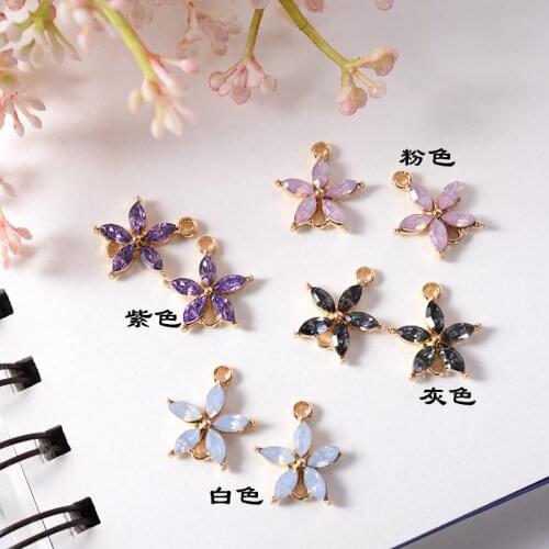 50pcs/lot Gold Color Alloy Material Flower Connector charm pendant For Earring DIY Wedding Handmade Jewelry Making