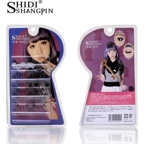 7 Pairs/ lot Phantom Plastic Stalk False Lashes Soft Stalk High Quality Natural Full Long Disco Lashes Handmade False Eyelashes