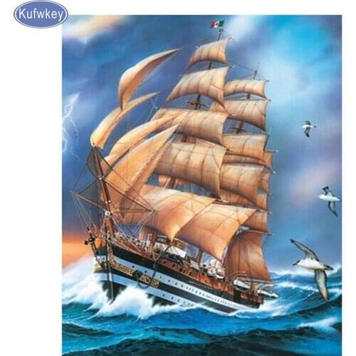 5d diy diamond painting full square Drill Resin cross stitch Sailboat diamond embroidery sale for mosaic puzzle Diamond stickers