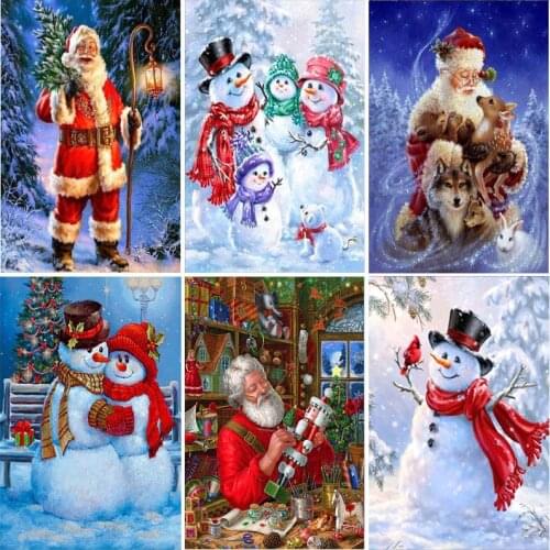 5D DIY Diamond Painting Snowman Full Round Rhinestones Christmas Gift DIY Mosaic Handmade Diamond Embroidery Home Decor
