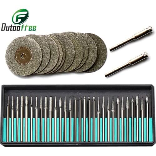 Dremel Accessories Rotary Tools 30pcs Diamond Burs 12pcs Diamond Saw Blades Mini Cutting Discs Drill Bits For Dremel Tool