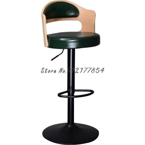Bar Stools Lift Modern Minimalist High-footed Bar Stools Home Backrest Cashier Front Desk Solid Wood European Bar Chair