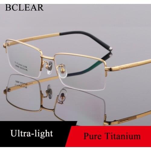 BCLEAR New Hot Eyeglasses Frame Men Eyewear Optical Semi-Rimless Titanium Man Glasses Frame Half Rim Prescription Spectacles