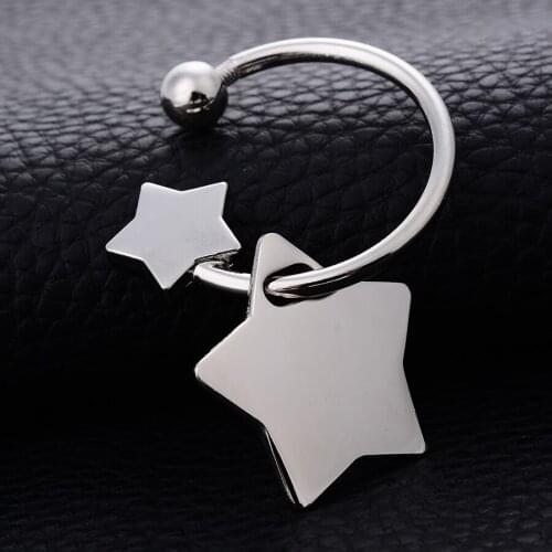10PCS Chaveiro!Creative Five-pointed Star Keychain Alloy Keyring Charm Metal Semicircle Earhook Car Keyfobs Key Holder Gift J048