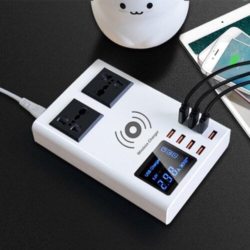 8 Ports QI Fast Wireless Charger Quick Charge Station Led Display Mobile Phone Wall USB Charger For HUAWEI iPhone 11 Pro 8 X XR