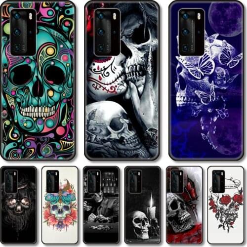 Purple skulls Phone Case For Huawei P 40 30 20 10 9 Smart 2019 Lite E Pro Plus black cell shell