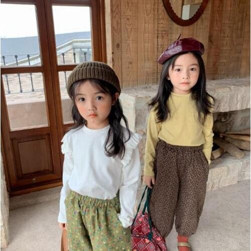 2021 new girls boys t shirt autumn cotton full sleeve fashion kids top 1-7 years WU718