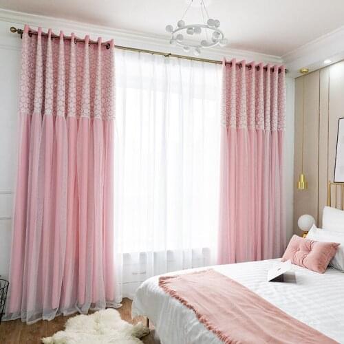 Chicity Double layer daisy elegant Princess Style Curtains For Living room white Lace Blackout curtain for women room