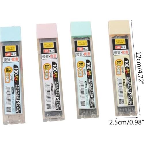 100Pcs/Box 0.5mm 0.7mm Graphite Lead 2b Mechanical Pencil Refill Plastic Automatic Pencil Lead