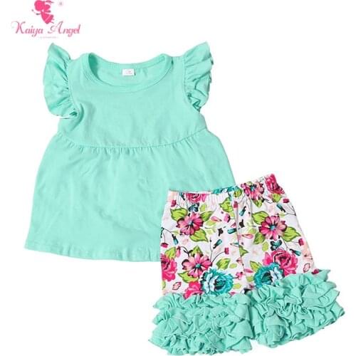 Kaiya Angel 2018 Baby Girls Boutique Clothing Kids Clothes Summer Short Outfits Boutique Toddler Girl Set Short Sleeve Suit