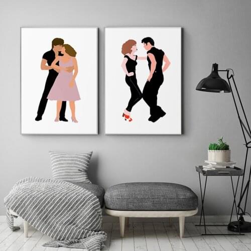 Grease Dirty Dancing Pulp Fiction Classic Movie Poster Print Abstract Vintage Wall Art Canvas Painting Picture Living Room Decor
