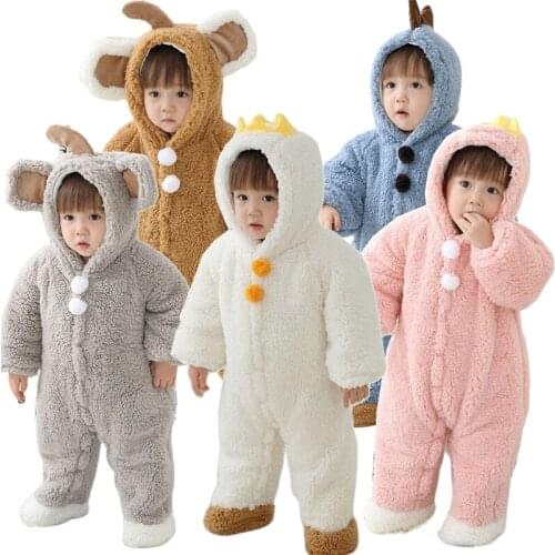 Baby Bodysuit Winter Warm Romper Newborn Infant Toddler Hooded Jumpsuit Baby Girls Boys Wrap Foot Rompers One-Pieces Bodysuits