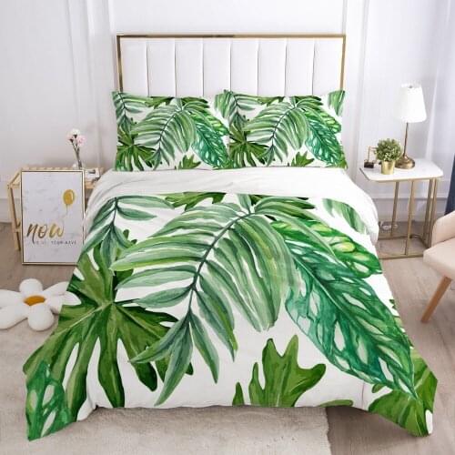 Nordic duvet cover set sheet family euro 2.0 1.5 for home bed linen Bedding set 3D luxury Bed set 4-7pcs green leaf