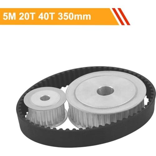 HTD5M 20T 40T Tooth Belt Pulley Kit 100mm Center Distance 5M-350mm Tranmission Belt 1:2 Reduction Gear Pulley Belt Set