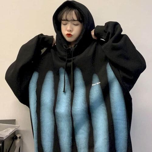 Fried Street Jacket Autumn Winter Plus Velvet Thick Womens Hoodies Loose Korean Style Trendy Chic Shirt Lazy Style Underbody