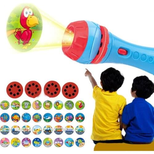 1PCS Baby Sleeping Story Flashlight Projector Lamp Children Projector Early Education Toy Birthday Xmas Gift Cartoon Lamp Toy